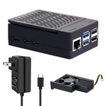 GeeekPi Case for Raspberry Pi 5 with 27W Power Supply, Pi 5 Case with Heatsink Fan and PD Adapter USB C 5.1V 5A Power Adapter for Raspberry Pi 5 8GB 4GB