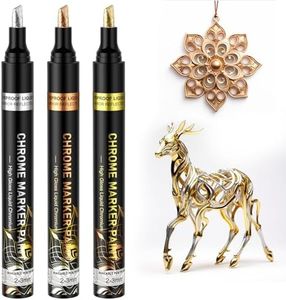 SigWong Liquid Mirror Chrome Markers - 3 Colors Gloss Permanent Reflective Mirror Chrome Pen for Resin Supplies, Metal Model, Glass, Plastic Painting, DIY Art Projects (2-3mm Tips)