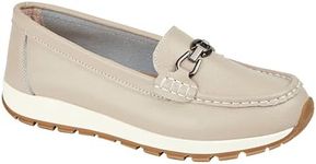 Jo & Joe Ladies Smooth Leather Comfort Wedge Loafer with Chain Trim Sizes 4-8 (Smoke, UK Footwear Size System, Adult, Women, Numeric, Medium, 6)