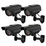 TOROTON Bullet Dummy Fake Security CCTV Solar Powered Camera Simulation Monitor with LED Blinking Light, Outdoor Indoor Use for Homes & Business, 4 Pack