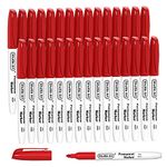 Shuttle Art Red Permanent Markers, 30 Pack Fine Point Red Ink Marker Pens, Works on Plastic, Wood, Stone, Metal and Glass for Doodling, Colouring, Marking Office School Supplies