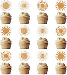 First trip around the sun birthday,1st Birthday Girl Decorations for Bohemian Hippie Sunshine Themed Decorations Supplies-24Pcs Cupcake Toppers