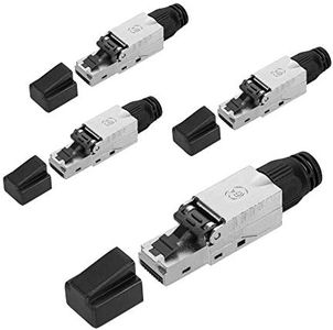 kwmobile 4X Spina Cavo Rete Cat 6A Fino 10Gbit/s - Connettore Schermato Porte RJ45 - Prese Ethernet Schermate RJ 45 Cat 6 - Serracavo 8 Conduttori