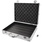 DOITOOL Silver Aluminum Briefcase with Lock, Aluminum Briefcase for Men or Women, Metal Hard Case with Foam for Travelers Luggage Craftsman Travel Cash (14.54 X 11.2 X 3.54inch)