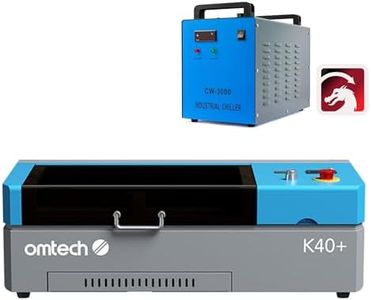 OMTech K40+ CO2 Laser Engraver with LightBurn and CW-3000 Water Chiller, 8"x12" 45W Desktop Laser Engraving Machine for Home Use, LaserGRBL LightBurn Compatible, Adjustable Laser Head Air Assist