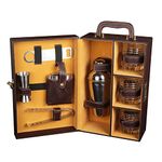 Anything & Everything Premium Bar Set with Whiskey Glasses | Portable Leatherette Bar Set | Bar Set for Picnic | Bar Set for Travel | Bar Set for car | (Brown)