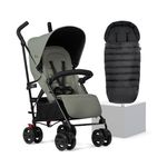 Silver Cross - Pop 2 Pushchair & Footmuff - Foldable Travel Stroller - Buggy - Adjustable/Lie Flat Seat - Newborn to 4 Years - Sage