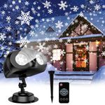 Christmas Projector Lights Outdoor, Christmas Projector IP65 Waterproof, Led Snowfall Projector with Remote Control, Large Snowflake for Indoor Outdoor Decoration Xmas Halloween Garden Party