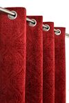 Kiara Creations 2 Piece Velvet Emboss Damas Room Darkening Curtains for Window 5 Feet, Maroon