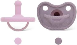 Mila & Lulu Round Silicone Pacifiers (Set of 2) – 100% Food-Grade, One-Piece Design, Soft Round Nipple, Doubles as Teether for Newborns and 0+ Months – Ballerina/Mauve