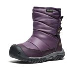 KEEN Unisex-Child Puffrider Insulated Waterproof Durable Easy On Snow Boots, Black Plum/Daiquiri Green, 4