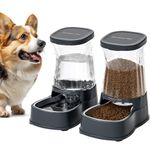 Gardner Pet Automatic Dog Water Dispenser Gravity-Stainless Steel Water Waterer & Food Feeder Set, Large Capacity Feeding Bowls for Medium & Large-Sized Dogs Cats Other Pets -(1 Gallon x2)