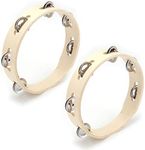 Tosnail 2 Pack 8" Wood Tambourine - Single Row 6 Pairs Jingles