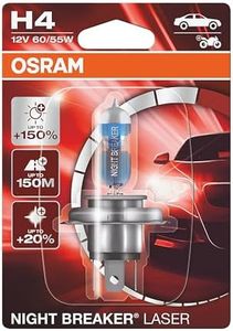 OSRAM NIGHT BREAKER® LASER H4, next generation, +150% more brightness, halogen headlamp, 64193NL-01B, 12V, passenger car, single blister (1 lamp)