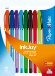 Paper Mate InkJoy Pen Ballpoint Stick, Ball Point 10 Stick Pen Assorted Barrels Medium-1.0mm, Pouch of 10, Assorted Fashion Coloured Inks (1782970)