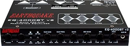 Earthquake Sound EQ-4000BT v2 4-Band 1/2 DIN Pre-Amp Car Audio Graphic Equalizer with RCA, AUX, Mini Jack, and Bluetooth Streaming Ready