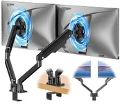 HEYMIX Dual Monitor Arm, Adjustable Computer Monitor Arm Gas Spring Swivel Dual Monitor Mount, Dual Arm Gas VESA Monitor Stand for 13“-32‘’ LED/LCD Gaming Monitors up to 9kg with 2-Grommet Mounting