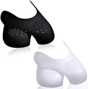 BESTOTTAM 2 Pairs Shoe Guard Protector TPR Anti-Wrinkle Shoes Flod Indentation Toe Protector for Sneakers, Leather Casual Shoes for Men and Women Black