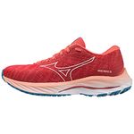 Mizuno Unisex Wave Rider 26 Road Running Shoe, Spiced Coral/Vaporous Gray/French Blue, 6 UK