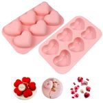 JIRFZUY 2 Packs 6-Cavity Heart Shaped Silicone Molds, Hot Chocolate Bomb Mold, 3D Heart Shaped Chocolate Mold Mousse Cake Mold for Valentine's Day, for Pudding, Cake, Dome Mousse Chocolate Bomb