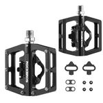 ROCKBROS MTB Mountain Bike Pedals Bicycle Flat Platform Compatible with SPD Mountain Bike Dual Function Sealed Clipless Aluminum 9/16" Pedals with Cleats for Road, MTB, Mountain Bikes