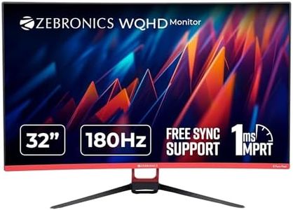 ZEBRONICS S32A, 1800R Curved Gaming Monitor, 32 inch (80cm), 280 nits, 180Hz, WQHD, 2560x1440, FreeSync, 1ms MPRT, HDMI, DP, HDR10, Bezel Less, Built-in Speakers, Wall Mountable