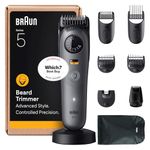 Braun Beard Trimmer Series 5, +9 Styling Tools, Ultra Sharp Blade, 120 Min Runtime, 40 Lengths, Waterproof, PrecisionWheel & Lock, BT5565, Grey