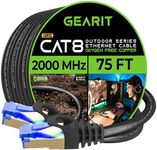 GearIT Cat8 RJ45 (75FT) Shielded Cable, 26AWG, 40Gbps 2000Mhz SFTP Patch Cord, Heavy Duty High Speed Cat8 LAN Network Ethernet Wire, in Wall, Outdoor, Weatherproof Rated for Router, Modem, Gaming