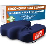 5 STARS UNITED Ergonomic Seat Cushion – Memory Foam Comfort for Tailbone, Hip & Coccyx Sitting Support – Office Chair, Car, Desk, Wheelchair & Gaming – Dark Blue