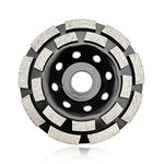 SHDIATOOL Concrete Diamond Grinding Cup Wheel 4-1/2-Inch, Double Row Grinding Disc for Masonry Granite Marble Fits 7/8-Inch Arbor