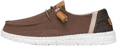 Hey Dude Women's Wendy Washed Canvas Brown Size 10 | Women's Shoes | Women's Slip-on Loafers | Comfortable & Light-Weight