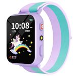 BIGGERFIVE Kids Smart Watch, Dual Camera, 30 Puzzle Games, Video & Music Player, Audiobooks, Learning Cards, Educational Toy Birthday Gifts for 4-12 Year Old Girls, Two Styles of Straps, Lilac