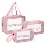 LONAXA Travel Makeup Pouch Set Toiletries Bag Cosmetic Organizer Bag for Women and Girls Toiletry Storage Kit Set of 3 - Pink