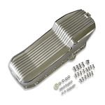 DEMOTOR PERFORMANCE For 80-85 SBC Chevy Retro Finned Polished Aluminum Oil Pan 305 350 Small Block