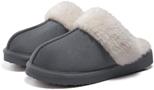 Litfun Women's Fuzzy Memory Foam Slippers Fluffy Winter House Shoes Indoor and Outdoor, Grey 8.5