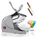 Greatrue Electric Ice Crushers Machine Ice Snow Cone Maker Professional Double Blades Stainless Steel Ice Shaver Machine For Home Commercial Use (Silver)