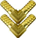 2pcs Brass Hose Barb Fitting 1/2" Barbed x 1/2" Barbed 90 Degree Elbow Connector L Right Angle Barbed Fitting by CX WONDERLAND