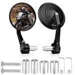 GEARCELL Universal Motorcycle Mirrors 7/8" Motorcycle Rearview Mirrors 360° Rotatable Motorcycle Bar End Mirrors Extension Motorbike Side Wing Mirror CNC machined aluminum body with E-MARK