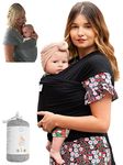 DaisyGro Baby Sling Carrier Wrap, Newborn to 35lbs, Certified GOTS Organic, Small/Medium or Plus Size, Black or Grey, CPSC Safety Tested