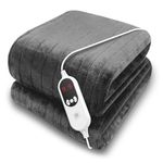 Purus Grey Heated Throw Electric Blanket, 160 x 120cm Heated Blanket Machine Washable Soft Micro Fleece Electric Throw Overblanket with 12HR Timer and 9x Control Heat Settings