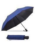 Destinio Umbrella for Women, Umbrella for Men - Automatic 3 Fold Windproof with Travel Cover with Auto Open and Close (21 Inch Navy Blue)