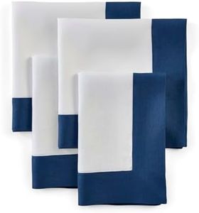 Solino Home 100% Linen Napkins, 20 x 20 in, Indigo Blue and White, Set of 4