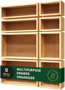 ROYAL CRAFT WOOD Luxury Bamboo Storage Box, Bin Set - Multi-Use Drawer Organizer for Kitchen, Bathroom, Office Desk, Makeup, Jewelry (8 Boxes)