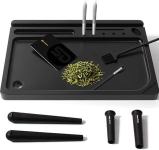 SafeDelux Large Wooden Rolling Tray Set with Airtight Tube & Cleaning Brush, Smooth-Finish Wood Tray for Easy Use, Travel-Friendly Storage Organizer, Modern Home Decor & Holiday Gift (Black)