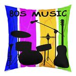 Erosebridal Drum Kit Throw Pillow Cover 22x22, 80S Music Pillow Cover, Rock Roll Music Musical Instrument Cushion Cover, Modern Pop Music Bedroom Decorative Square Pillow Case for Sofa