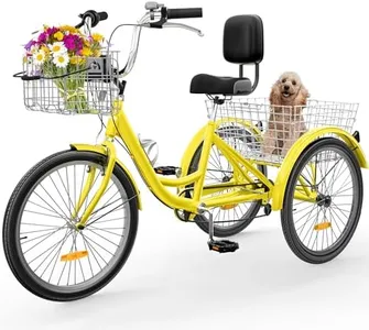YITAHOME Adult Tricycle, 24 & 26 Inch 3 Wheel Bikes, 7 Speed Trike Bike for Adults with Removable Baskets, Cruiser Bike for Seniors Women Men Shopping Picnic Outdoor Sports