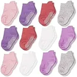 CozyWay Non-Slip Ankle Style Socks with Grippers, 12 Pack for Baby Boys and Girls, Assorted Colors, 6-12 Months