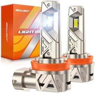 SEALIGHT H11/H9/H8 LED Bulbs, 96000LM 1000% Ultra Brighter H11 Fog Bulb, 16PCS Lighting Chips, 80,000hrs+ Lifespan, H16 Drving Front Light 6500K White, 1:1 Size Plug N Play Fog Light, Pack of 2