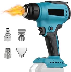 Cordless Heat Gun Hot Air Gun for Ma-Kita 18V Battery, 2-Temp Setting, 30 °C-550 °C, 4 Nozzles Battery Heat Gun for Crafts Shrink Wrapping Tubing Stripping Paint (No Battery)