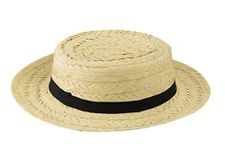 Straw Boater HAT with Black Ribbon & Bow Quality Summer HAT School Fancy Dress Accessory Mens & Ladies HAT in 6 Styles (Lightweight Boater)